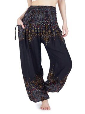 Boho Harem Pants Women Plus Size Yoga Lounge Pants Floral Rayon